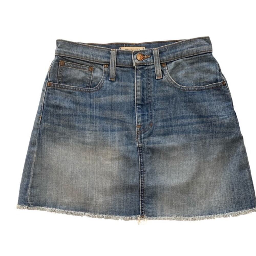 Madewell Blue Denim Frayed Hem Mini Skirt - Size 26